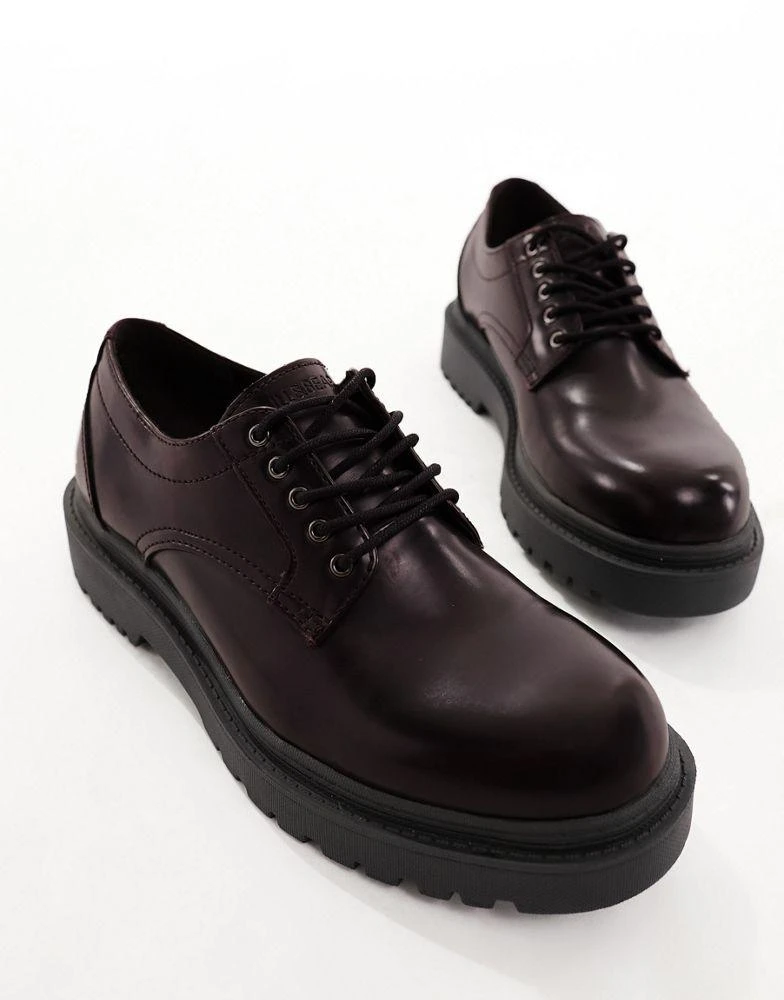Pull&Bear Pull&Bear smart lace up shoes in dark burgundy 3