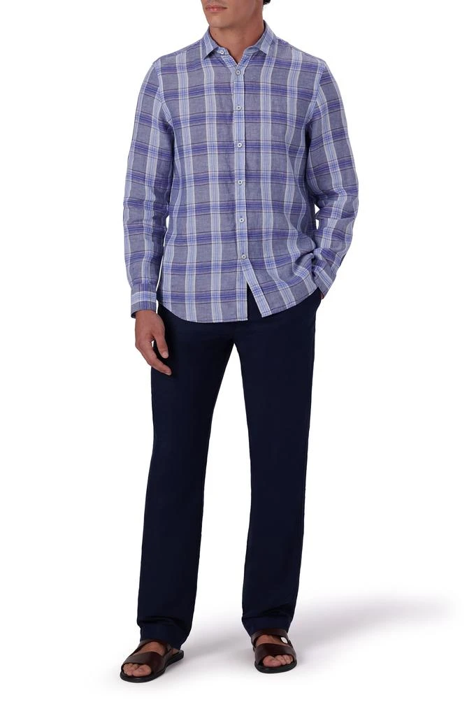 BUGATCHI Plaid Linen Button-Up Shirt 6