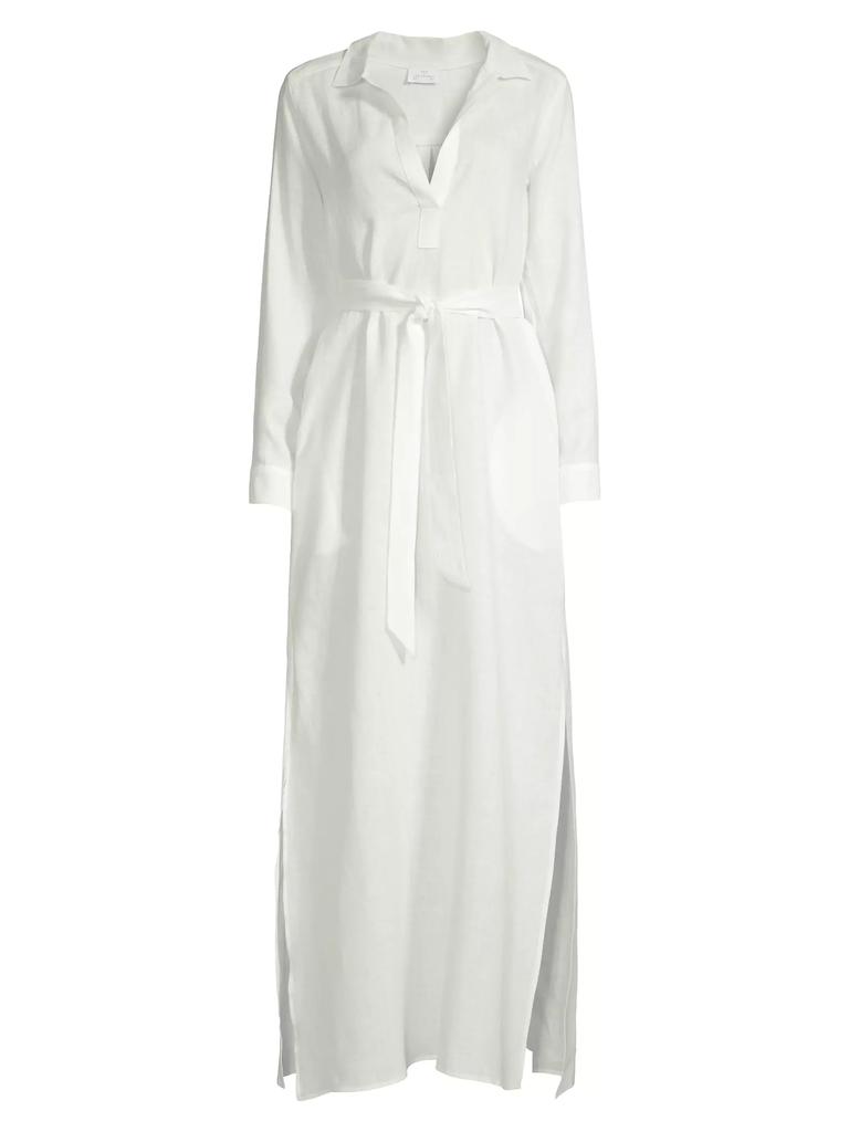Pour Les Femmes Linen Maxi Shirtdress