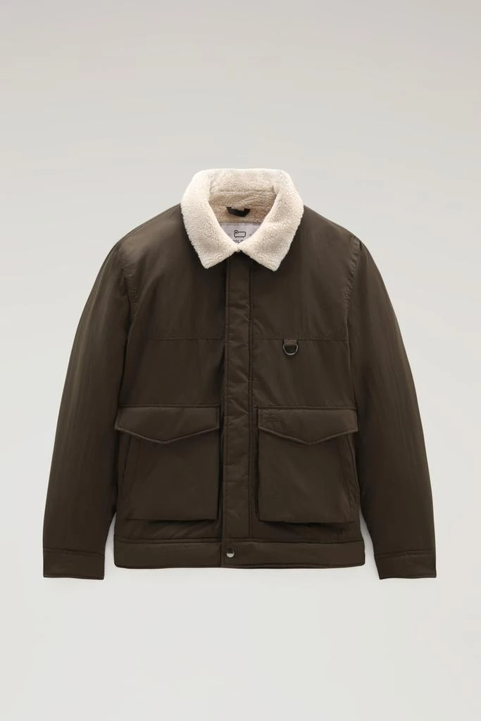 Woolrich Ripstop Trucker Jacket with Sherpa Wool Lining - Men - Green 1