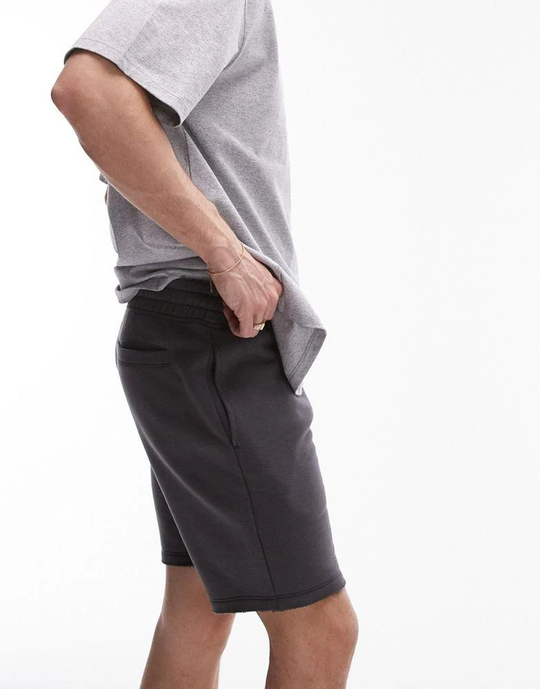 Topman Topman classic fit jersey short with raw hem in charcoal 2