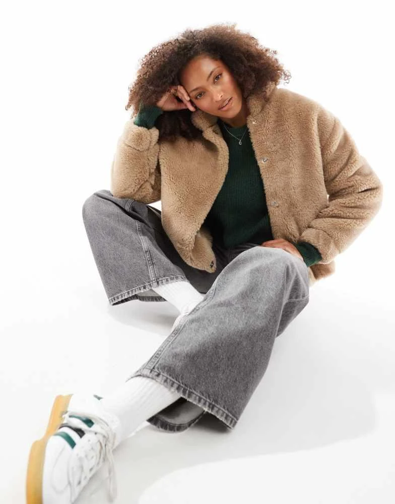 Cotton:On Cotton On teddy bomber jacket in stone 4