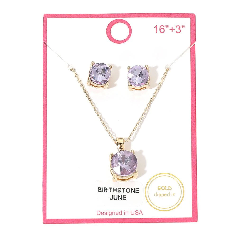 FASHNZFAB JUNE - Gold Dipped Birthstone Pendant Necklace 2