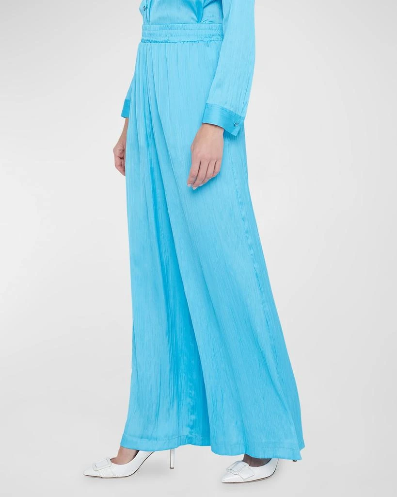 L'Agence Lillian Crinkled Satin Wide-Leg Pants 5