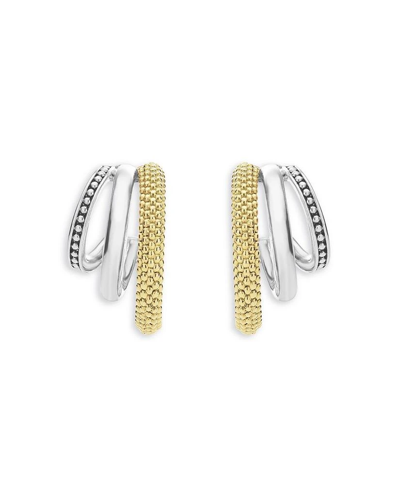 LAGOS Two Tone Caviar Lux Three Ring Hoop Earrings 4