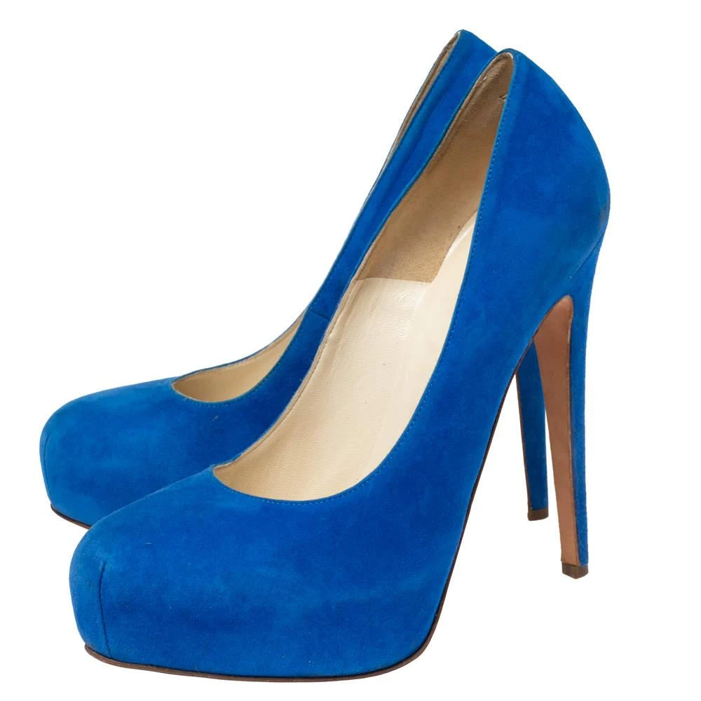 Brian Atwood Brian Atwood Royal Blue Suede Maniac Platform Pumps Size 38.5 4