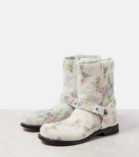 Loewe Campo floral brushed suede biker boots 4