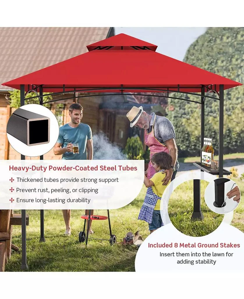 GOUUN 8 x 5 Feet Outdoor Barbecue Grill Gazebo Canopy Tent BBQ Shelter-Red 8