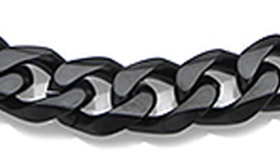 HMY JEWELRY Men
s Black IP Stainless Steel 24" Curb Chain Necklace 2
