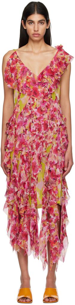 Dries Van Noten Pink Ruffled Midi Dress