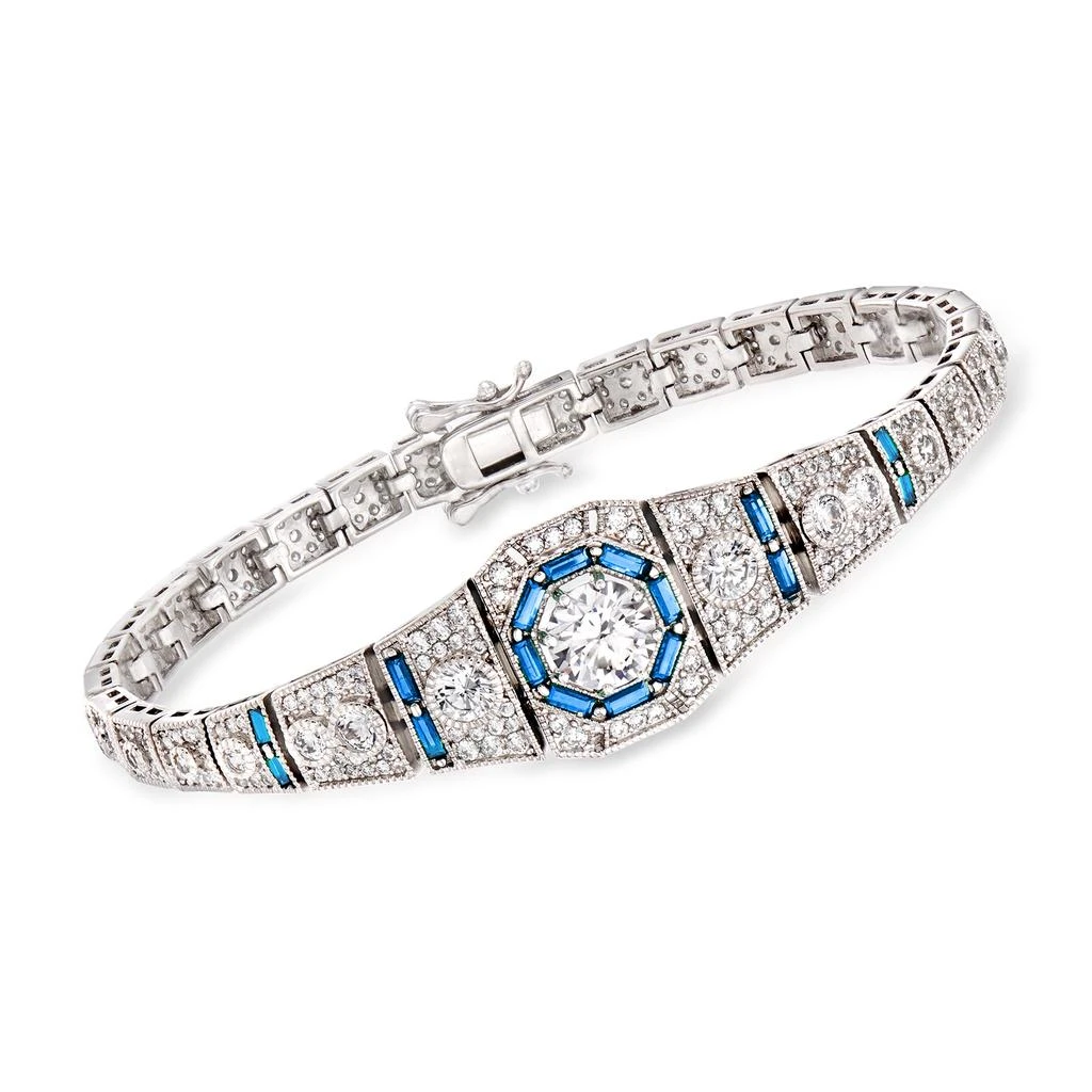 Ross-Simons CZ and . Simulated Sapphire Bracelet in Sterling Silver 1