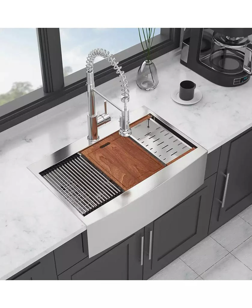Flynama 36x22x10inch Drop In Farmhouse Sink Workstation Stainless Steel Topmount Apron Front 16 Gauge 4
