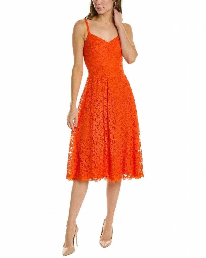 Tadashi Shoji Lace Fit And Flare Midi Dress In Tango