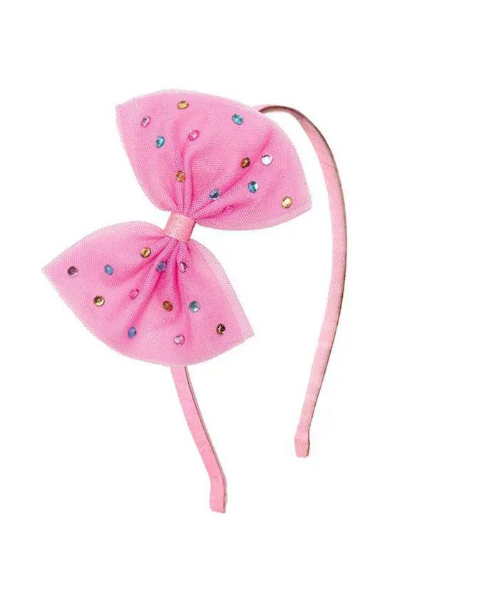 Sweet Wink Girls' Raspberry Rhinestone Bow Headband - Little Kid, Big Kid