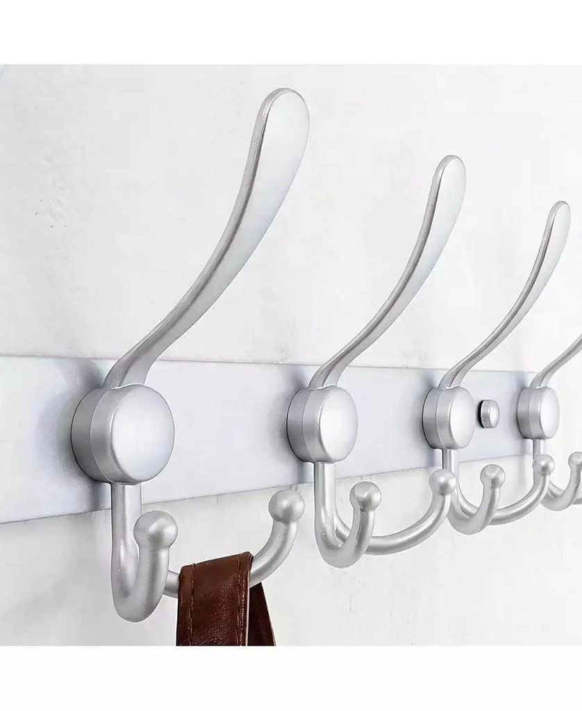 YIGII Heavy Duty Stainless Steel 5-Tri Hook Wall Rack for Hats, Coats, Towels, Silver 3