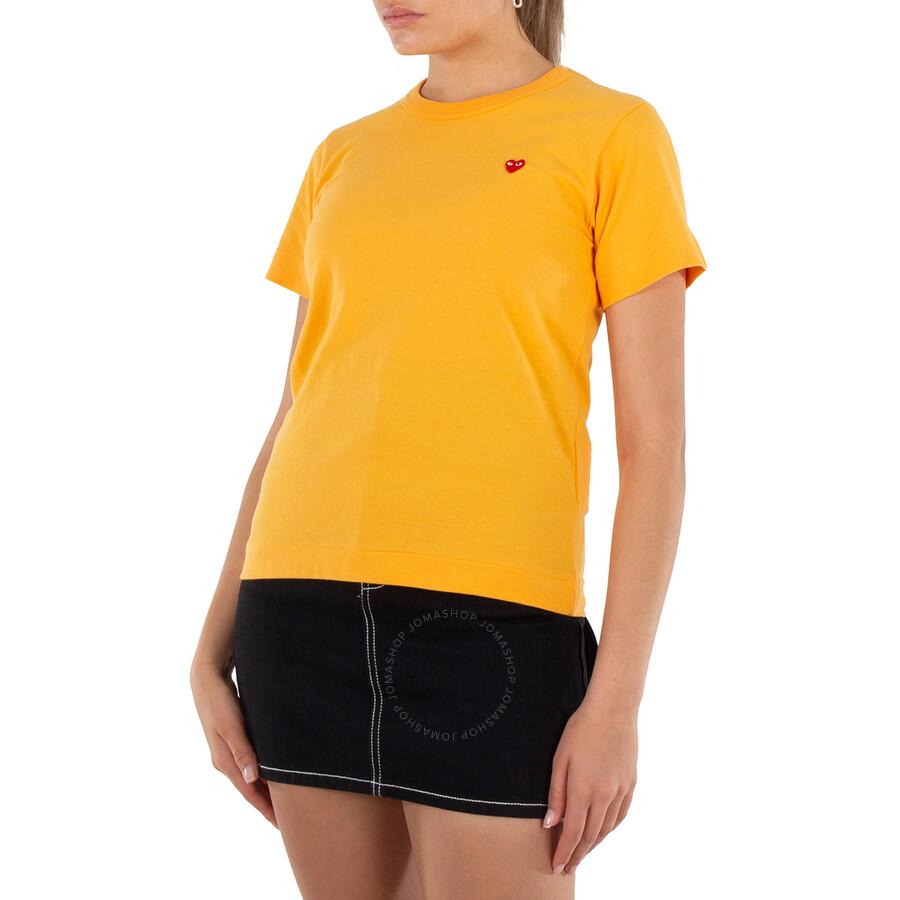 Comme Des Garcons Cdg Play Heart Emblem T-Shirt In Yellow