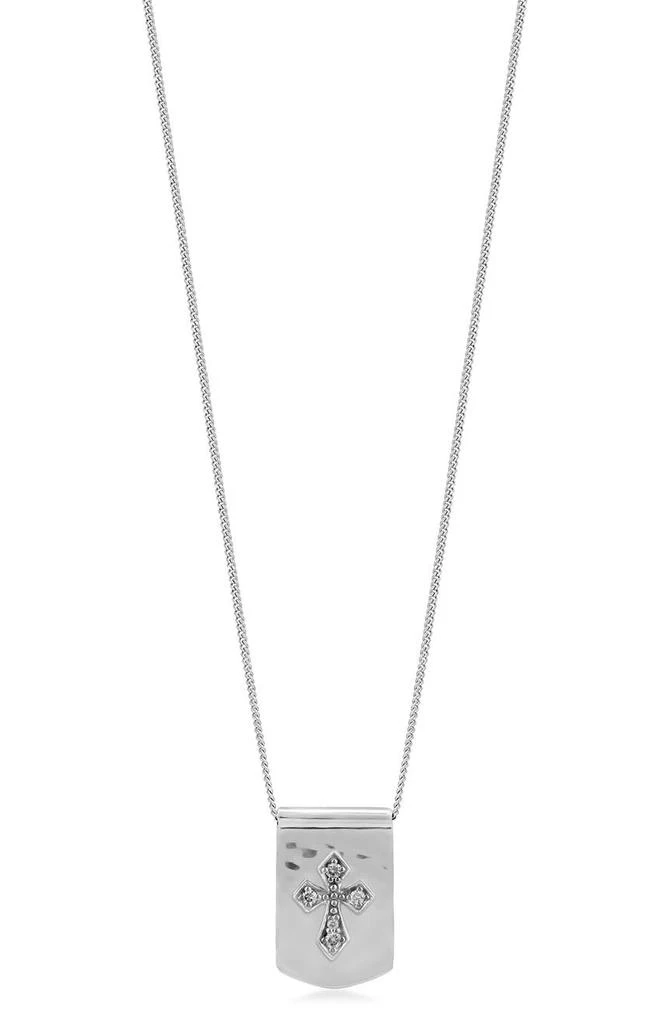 Lois Hill Sterling Silver Diamond Cross Tag Pendant Necklace - 0.05ct. 1