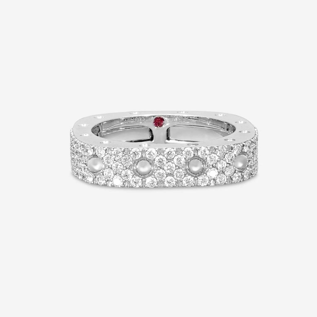 Roberto Coin Roberto Coin Pois Moi 18K White Gold Diamond 1-Row Square Band Ring Sz. 6.5 888703AW65X0-copy 2