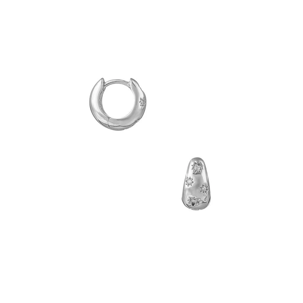 Orelia London Tapered Crystal Starburst Huggie Hoop Earrings