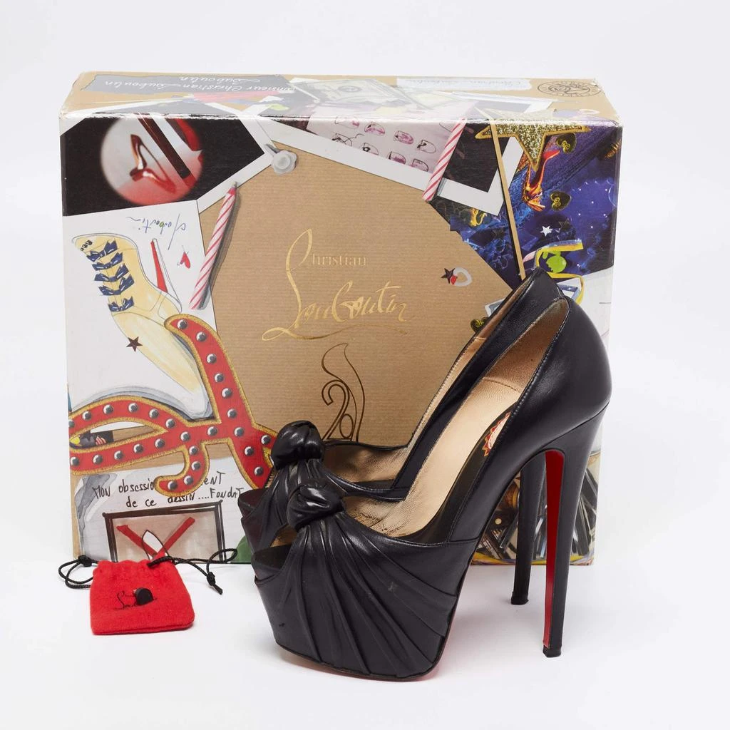 Christian Louboutin Christian Louboutin Black Leather Lady Gres Knotted 20th Anniversary Peep-Toe Platform Pumps Size 37 10