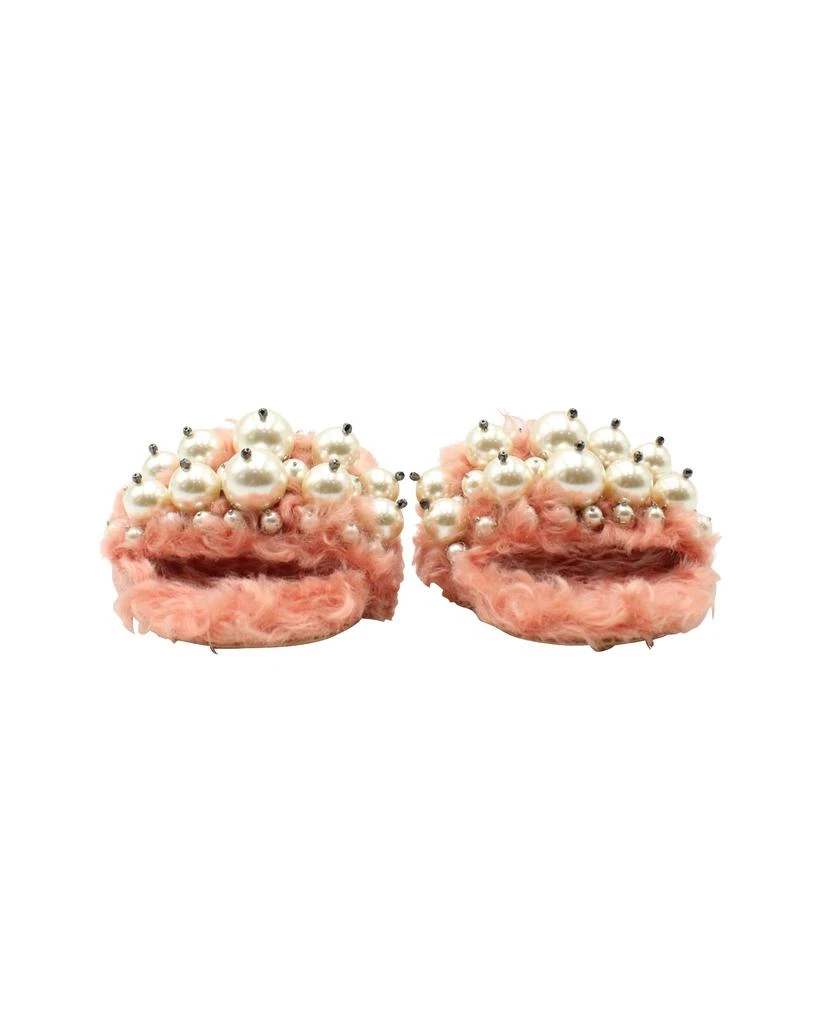 Miu Miu Pearl Embellished Slides in Pink Faux Fur 2