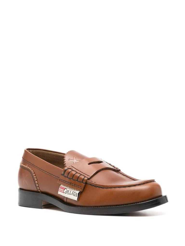 College College Logo-Patch Leather Loafers 2