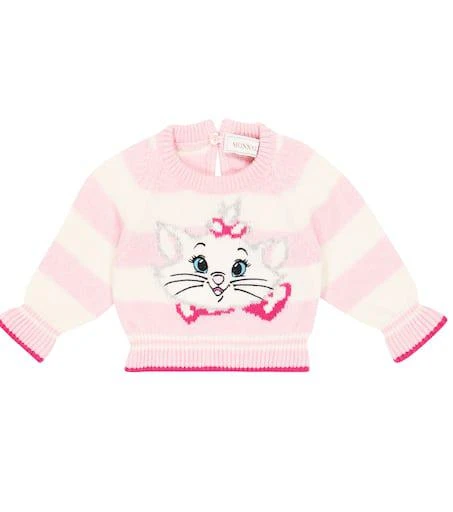 MONNALISA Baby striped intarsia wool-blend sweater 1