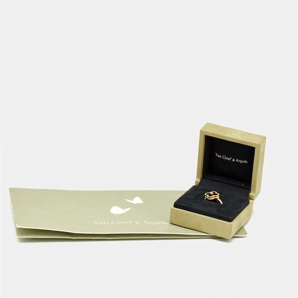 Van Cleef & Arpels Van Cleef & Arpels Vintage Alhambra Onyx Diamond 18k Yellow Gold Ring Size 55 7