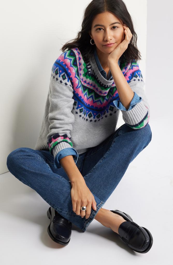 Caslon Fair Isle Crewneck Pullover Sweater
