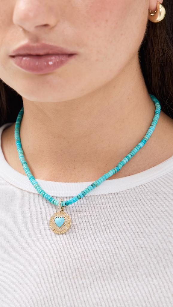 Marlo Laz Turquoise Strand + Greek Love Charm Necklace