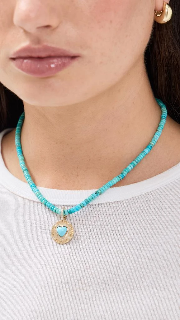Marlo Laz Turquoise Strand + Greek Love Charm Necklace 2
