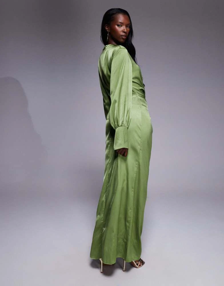 Shop ASOS DESIGN twist front bias satin maxi dress with gold hardware in olive  green on Sale at BeyondStyle  Get 70% Off ASOS DESIGN twist front bias satin  maxi dress with