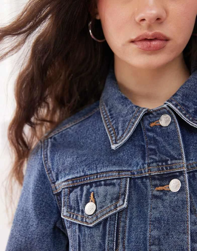 Miss Selfridge Miss Selfridge denim girlfriend jacket in indigo wash 3