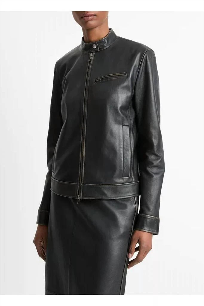 Vince Leather Moto Jacket In Black 3