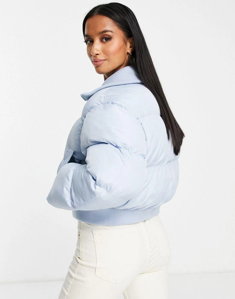 ASOS Petite ASOS DESIGN Petite cropped puffer jacket in blue 2