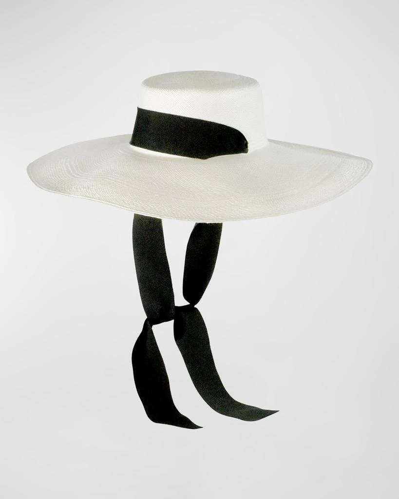 Sensi Studio Cordovan Straw Large Brim Hat With Velvet Band 1