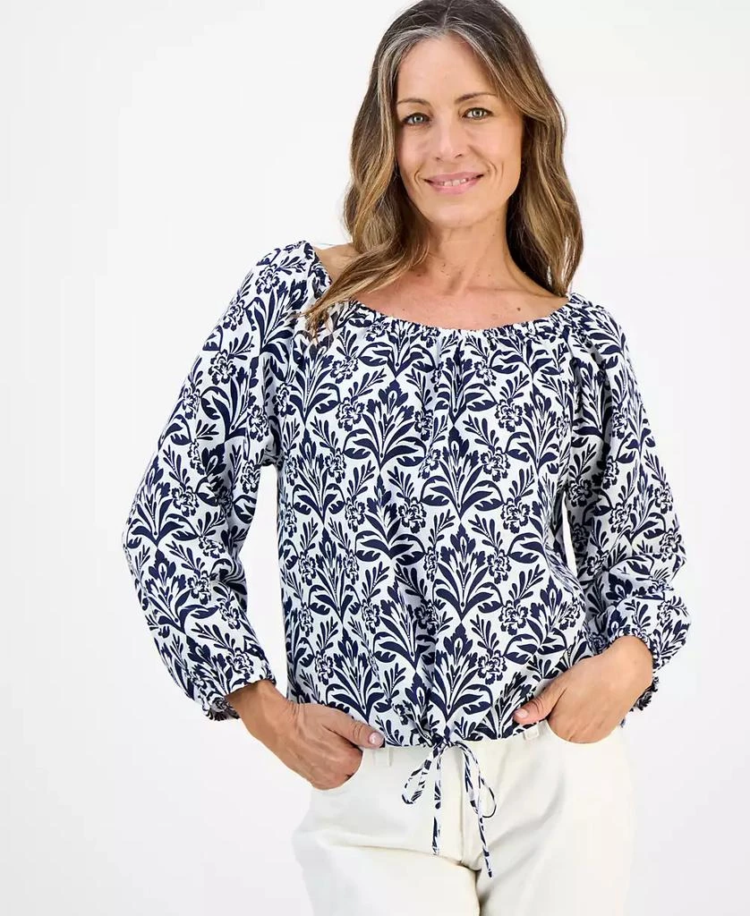 Charter Club Women
s 100% Linen Tile On-Off-Shoulder 3/4-Sleeve Top, Macy
s Exclusive new arrivals