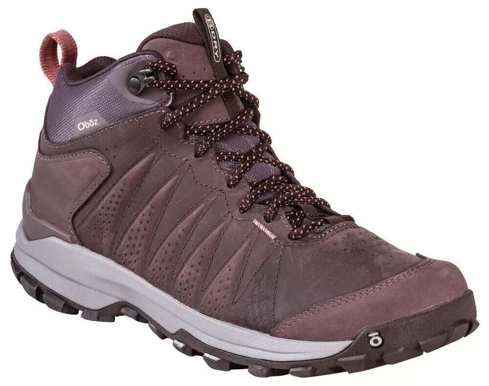 Oboz Sypes Mid Women's US 9 Peppercorn Leather Waterproof Hiking Boots RHS2266