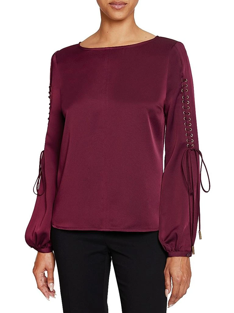 Santorelli Crepe Lattice-Sleeve Top 3