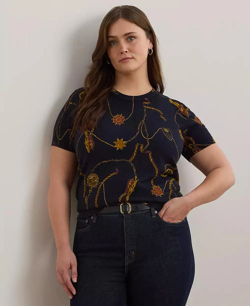Ralph Lauren Plus Size Belting-Print Sweater 1