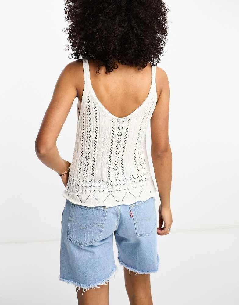 ONLY ONLY pointelle knitted vest top in white 4