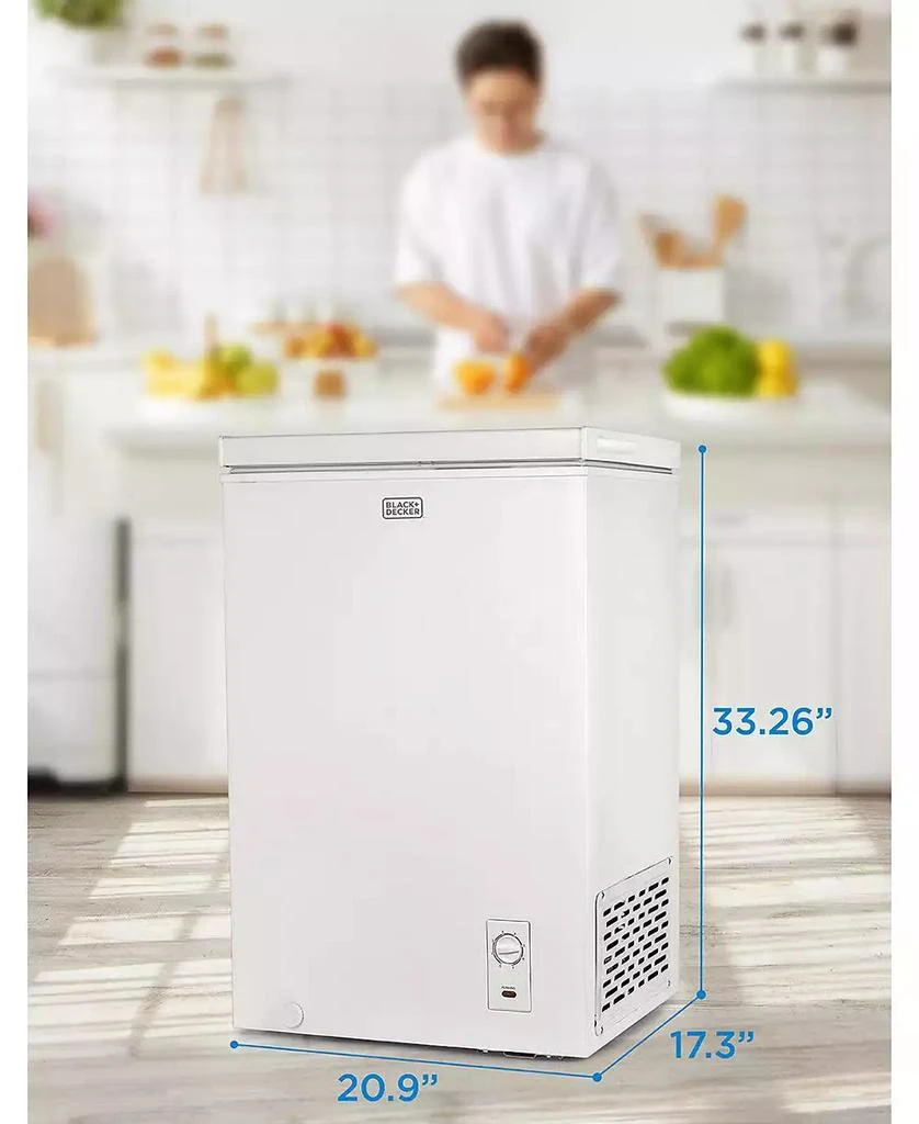 Black & Decker BLACK+DECKER 2.7 Cu. Ft. Compact Chest Freezer, Deep Freezer Holds Up To 94.5 Lbs. of Frozen Food, Removable Storage Basket, Mechanical Temperature Control, Manual Defrost, R600a Refrigerant, BCFK726, White 7