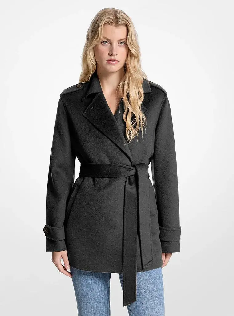 Michael Kors Wool Blend Belted Wrap Coat