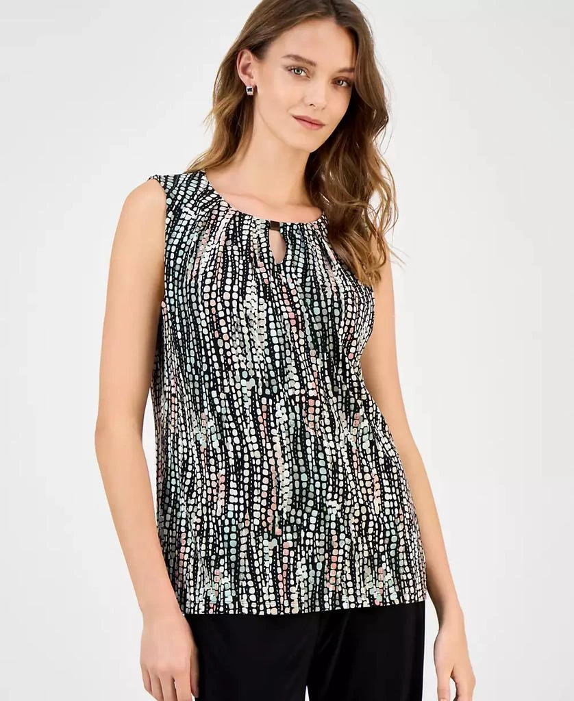 Kasper Women's Printed Keyhole Sleeveless Top, Regular & Petite 1