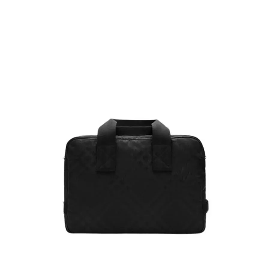 Burberry Black Men's Check Jacquard Briefcase