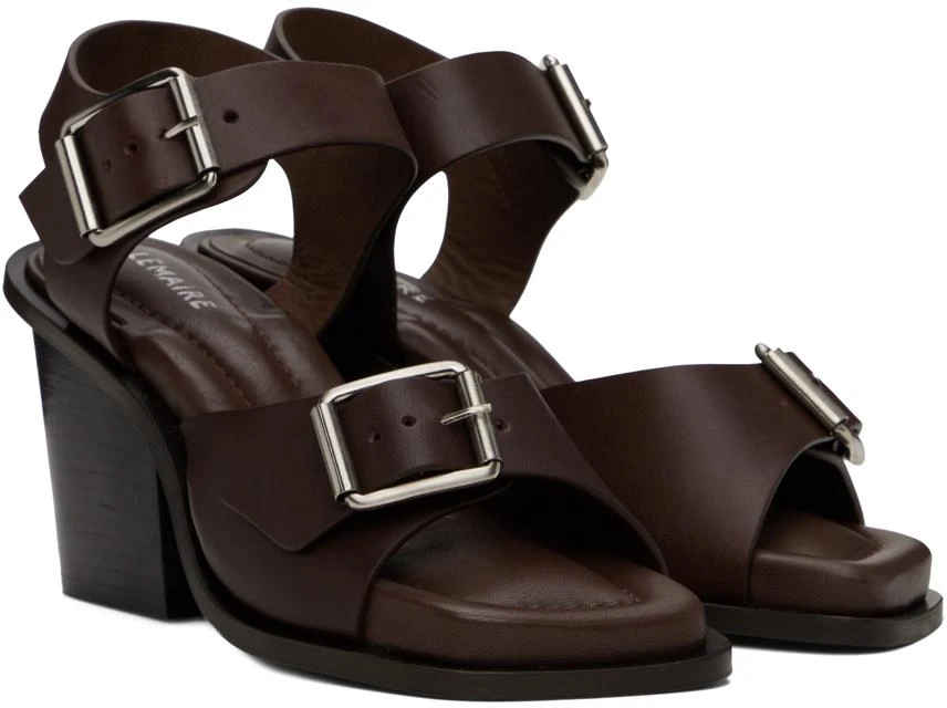 Lemaire Burgundy Square 80 Heeled Sandals 4