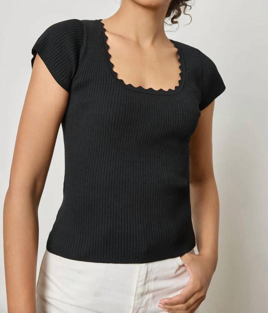 Lilla P Lilla P - Cap Sleeve Scallop Neck Sweater