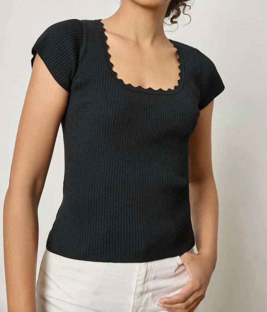 Lilla P Lilla P - Cap Sleeve Scallop Neck Sweater 1