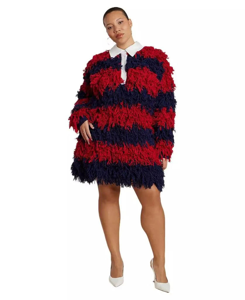 ELOQUII Women's Rugby Sweater Dress - Rugby Stripe