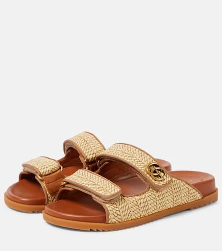 Gucci Double G raffia-effect sandals 5